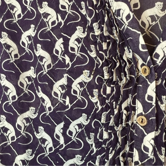 Anthropologie MAEVE Purple Monkey Blouse Shirt Top Pintucked Pleated Button Frnt - Picture 6 of 13